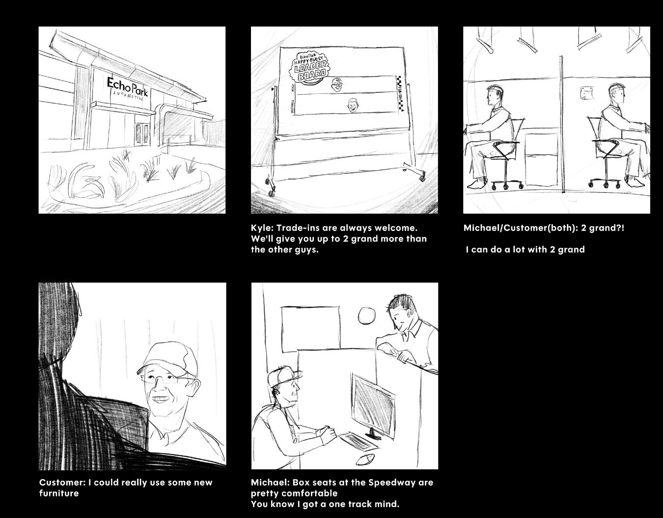 Echo Park storyboard frames